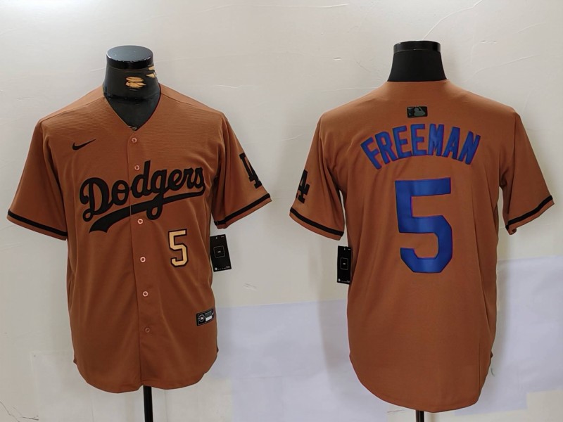 Men Los Angeles Dodgers #5 Freeman army green joint name 2024 Nike MLB Jersey style 5->los angeles dodgers->MLB Jersey